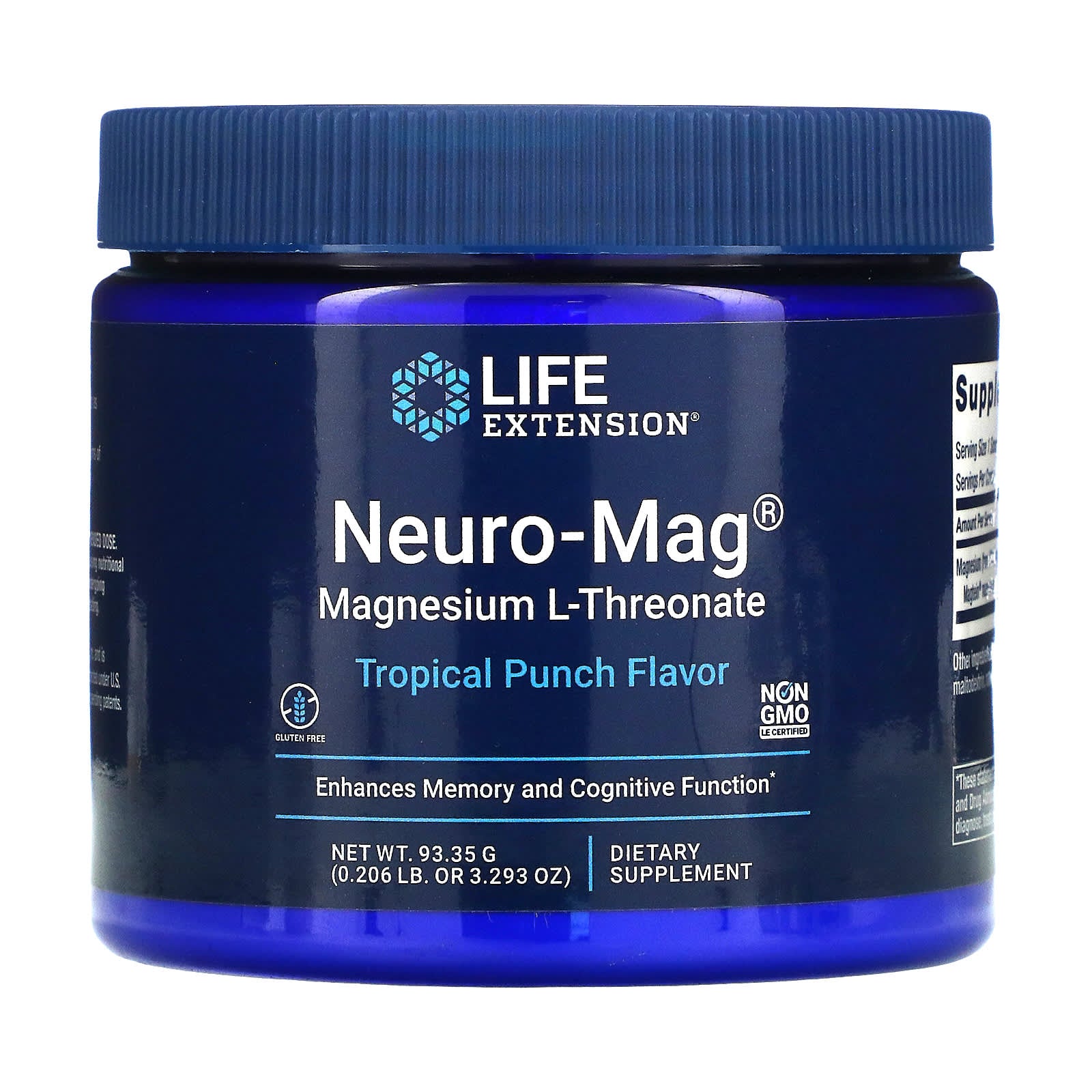 Life Extension, Neuro-Mag®, Magnesium L-Threonate, Tropical Punch, 3.293 oz (93.35 g) UPC 737870203292 | HiLife Vitamins